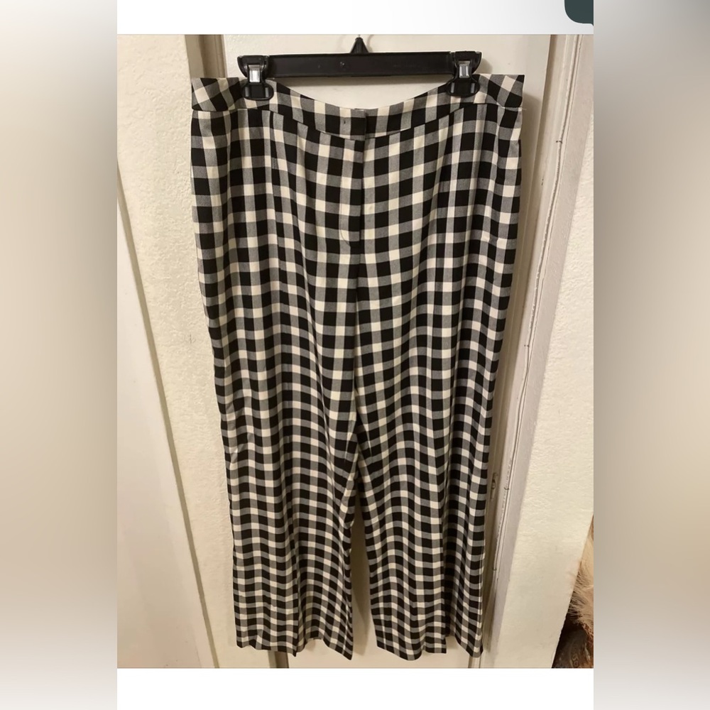 Natan plaid chess pants wide leg sz 44 usa xl